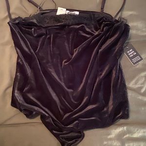 Velvet and lace bodysuit